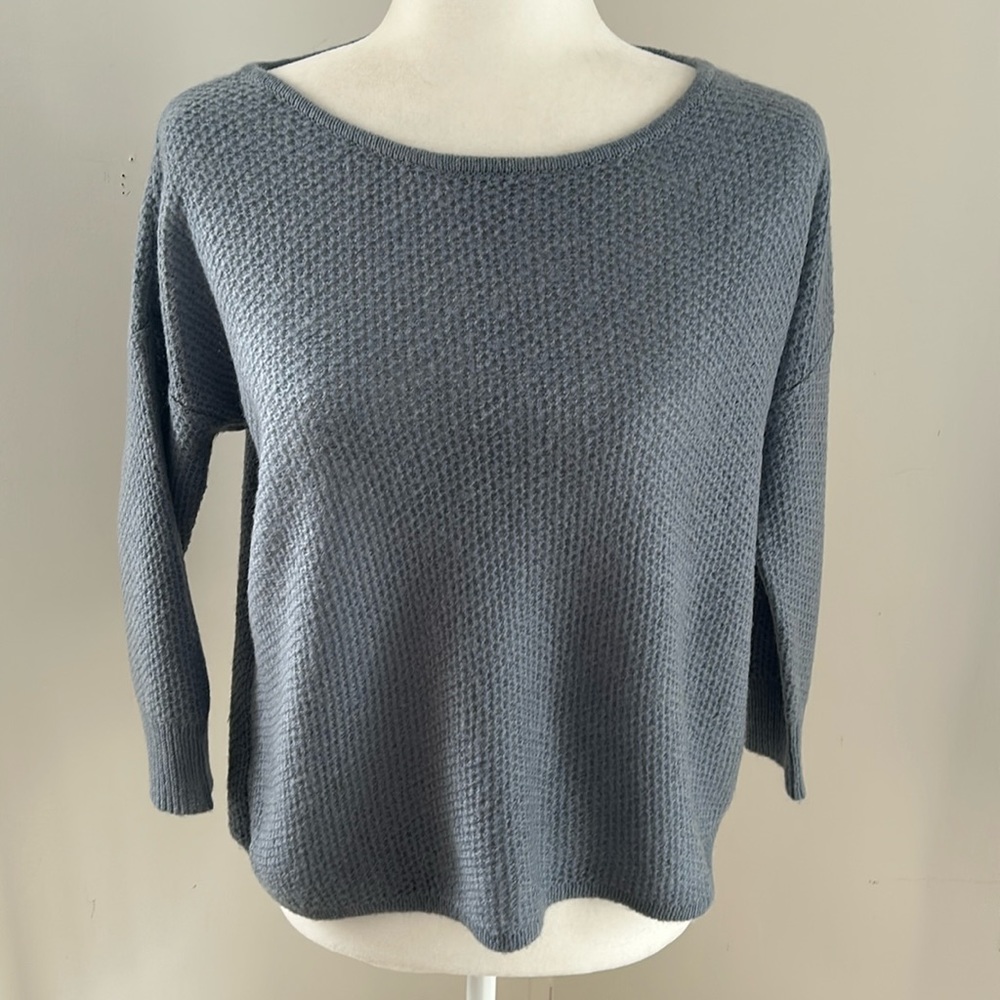 Ann Taylor Blue/Gray Wool Blend Scoop Neck Sweater sz S